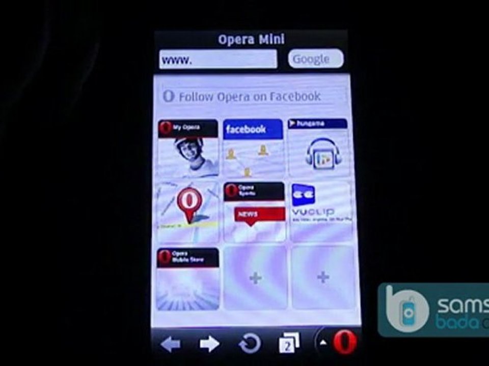 Opera Mini Browser on Samsung Wave/Wave II (Demo on s8530)