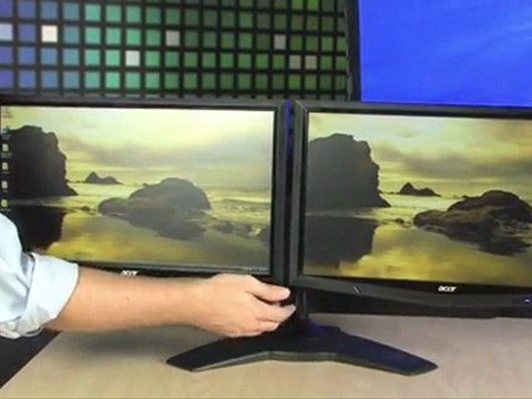 Two Acer 20 Monitors and Planar Dual Monitor Stand Bundle