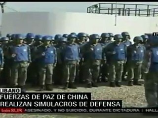 Cascos azules chinos realizan ejercicios en Líbano