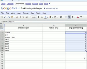 Formules in Google spreadsheet