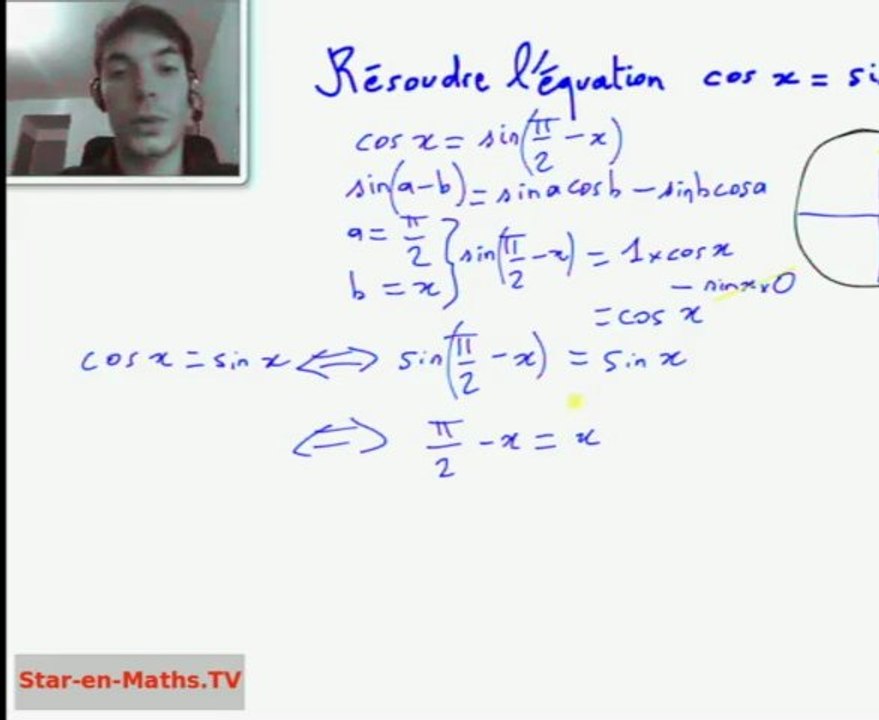 1ère S Equation trigonométrique simple
