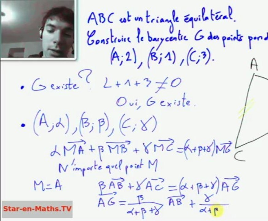 1ère S Formule barycentre 3 points