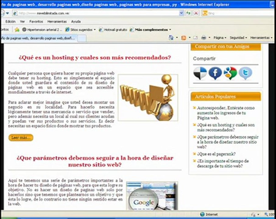 Diseño de paginas web: Mejorando el posicionamiento web.