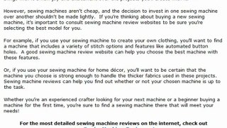 Using Sewing Machines Review Websites to Find the Right Sewing Machine for You!