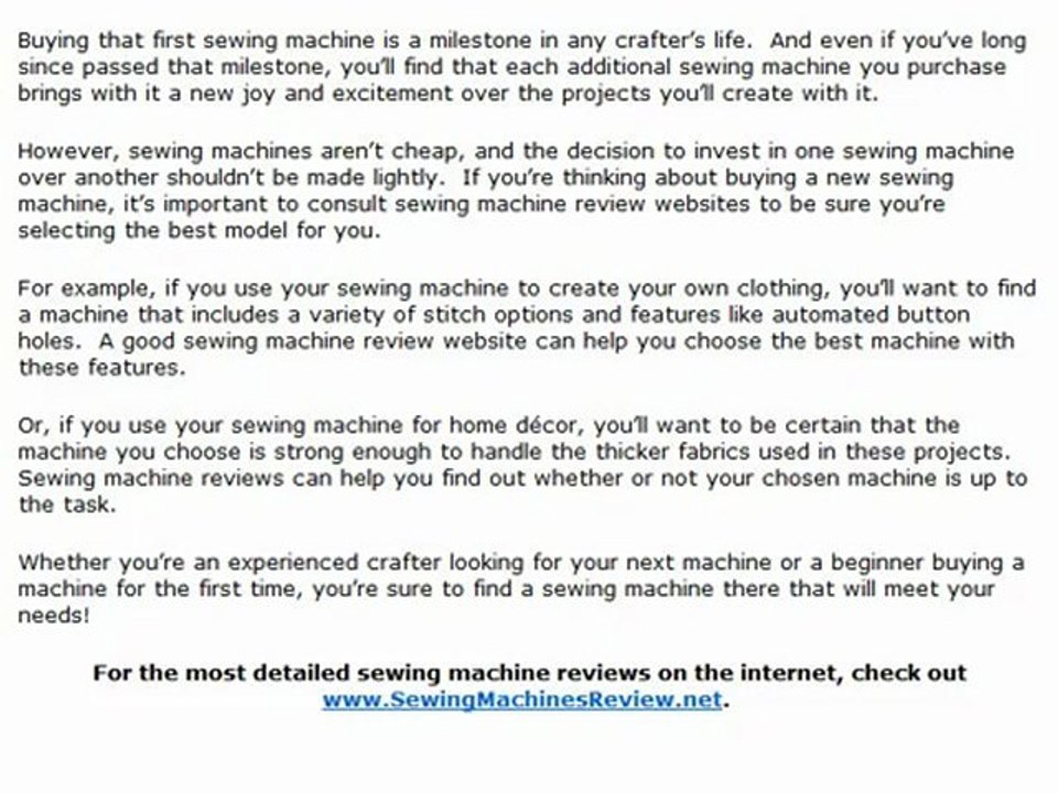 Using Sewing Machines Review Websites to Find the Right Sewing Machine for You!