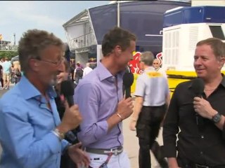 Christian Horner and David Coulthard having fun after GP Spain 2011