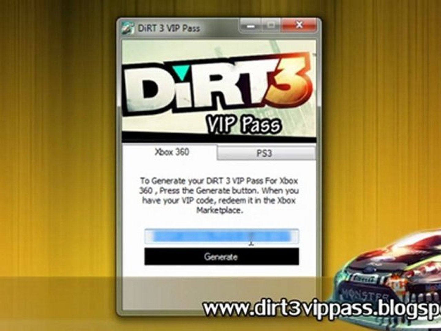 How To Get Dirt 3 VIP Pass Code Free On Xbox 360 And PS3!! - video  Dailymotion