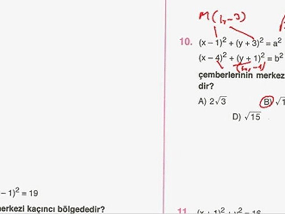 Analitik Geometri  MERKEZ YARIÇAP