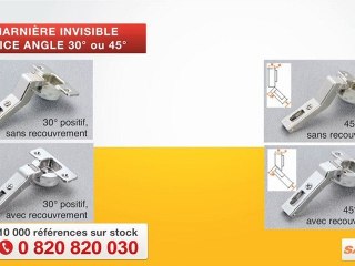 Charniere invisible salice angle positif 30° 45°, par Qama