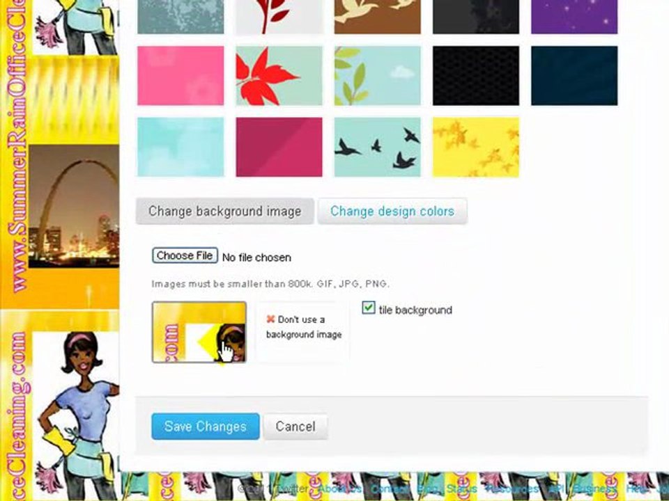 Setting Up Twitter - Customizing the Twitter Background