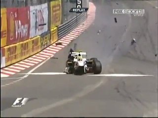 Sergio Pérez en el accidente en Mónaco