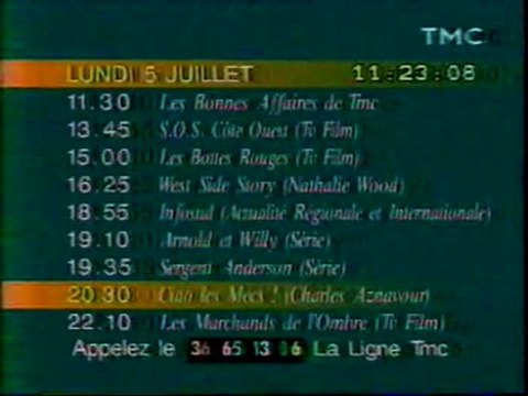 Mire TMC Affichant La Date L'heur et Le Programe 05 Juillet 1993 TMC