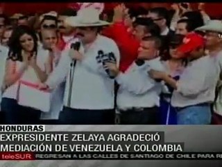 Zelaya agradeció mediación de Venezuela y Colombia