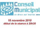 Conseil municipal du 18 novembre 2010