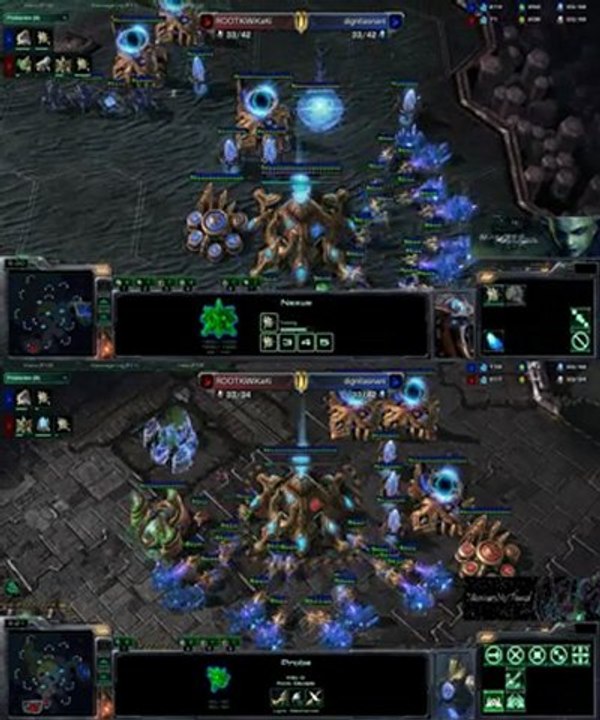[SC2] ROOTKiWiKaKi Vs dignitasna : View of 2 players Starcraft II :