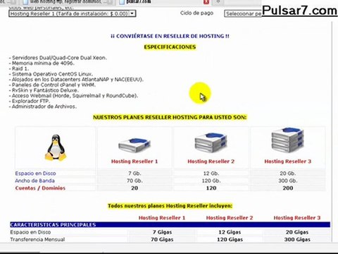 web hosting ftp, registrar dominios, reseller hosting ilimitado, Pulsar7.com