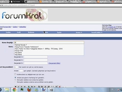 ForumKral.TK Anket Açmak. (SMF) > (vBulletin Sonra)