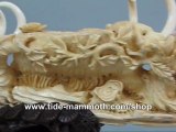 mammoth ivory tusk carving Group of Woolly Mammoth 37440
