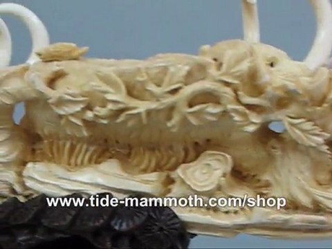 mammoth ivory tusk carving Group of Woolly Mammoth 37440