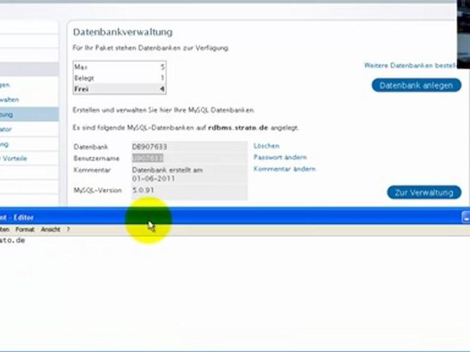 Datenbank erstellen bei Strato-wordpress tutorial