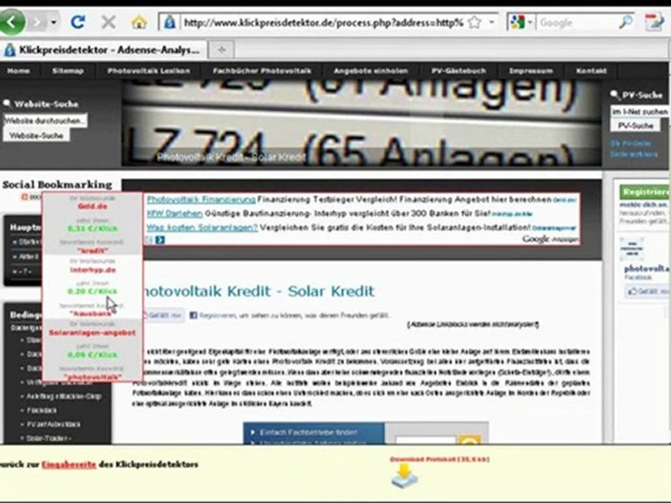 Adsense-Klickpreise auf Konkurrenzseiten sehen