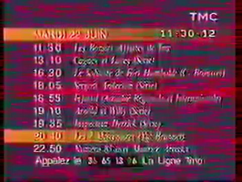 Mire TMC Affichant La Date L'heur et Le Programe 22 Juin 1993 TMC