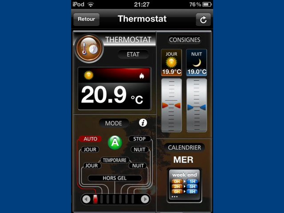 Le thermostat ZODIANET sur Appli iPhone/iPad et Android