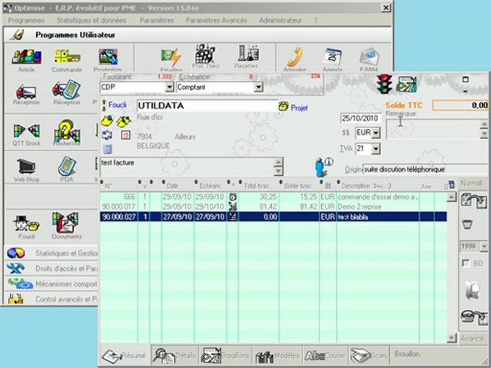 Documents: Créer - Ajouter - Décrire - Optimizze - ERP - V12