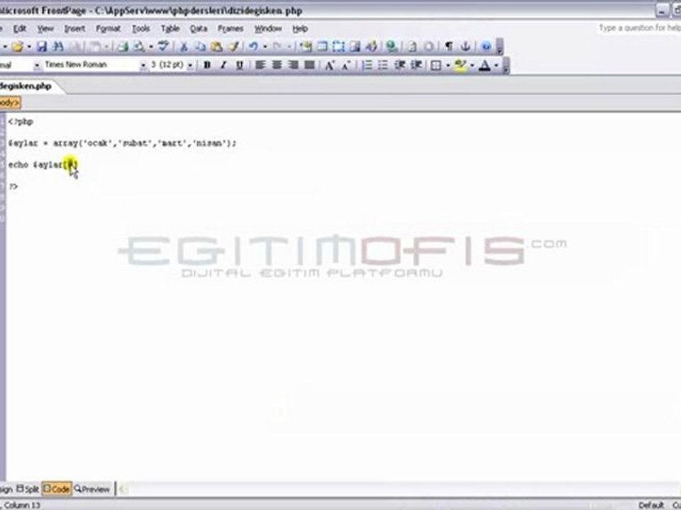 Php Ders 5 - Dizi Değişkenleri