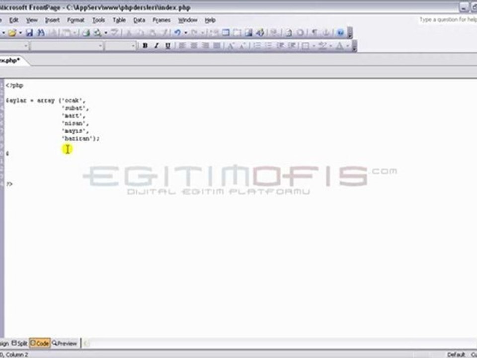 Php Ders 7 - Dizi Değişkenlerinde Count Kodu