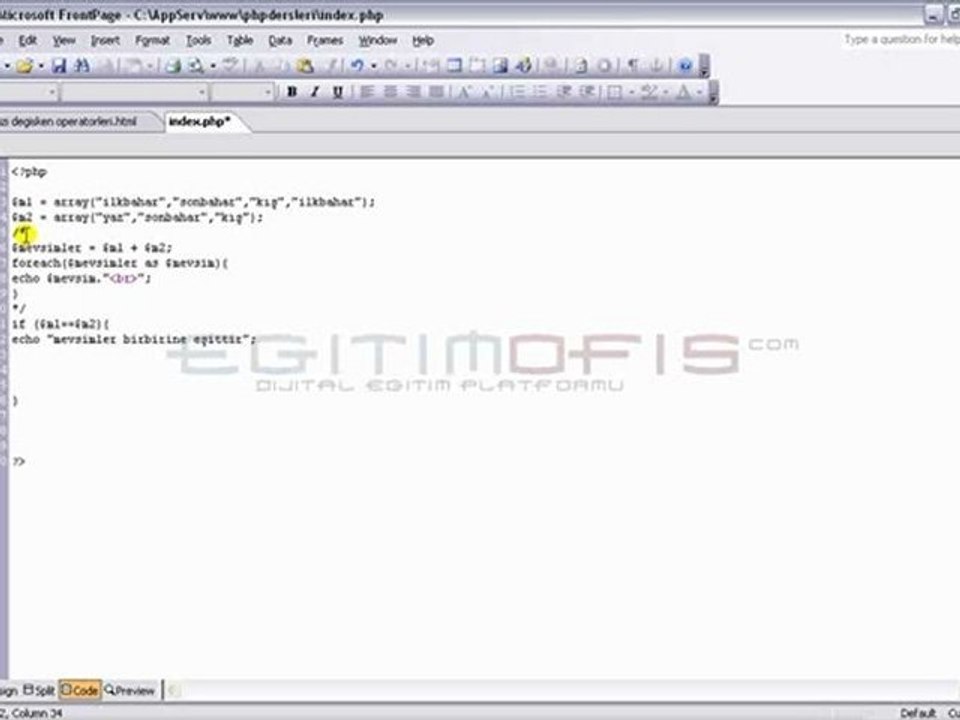 Php Ders 21- Dizi Degişken Operatörleri