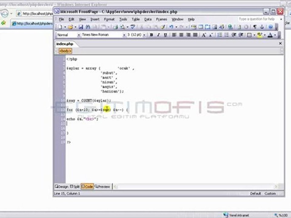 Php Ders 10 - For Döngüsü