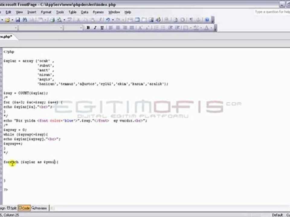 Php Ders 12 - Foreach Döngüsü