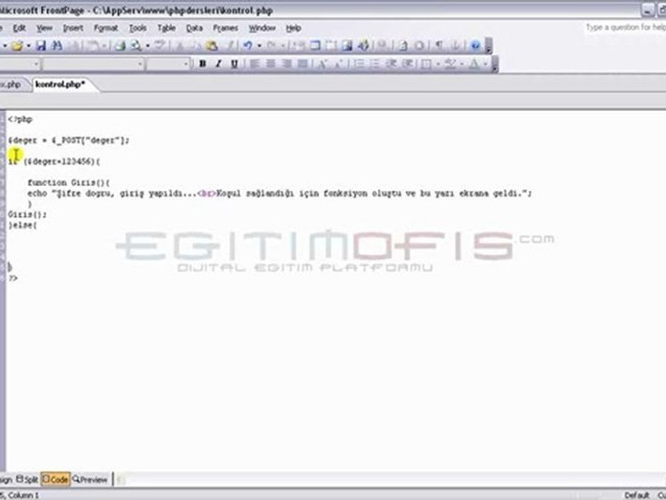 Php Ders 28- Koşula Bağlı Fonksiyon