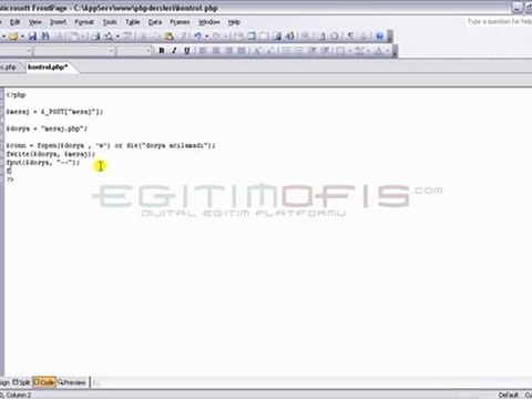 Php Ders 35 - Bir Dosyaya Bağlanmak ve İçine Veri Yazdırmak