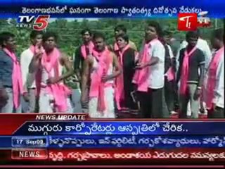 Flag inauguration by KCR at Telangana Bhavan