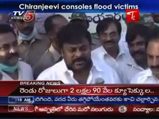 Chiranjeevi Consoles Flood Victims In Kurnool District