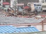 Ansicht von Tsunami in Kesennuma Bay City, Japan