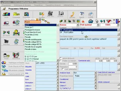 Artilces: Editer Optimizze - ERP - V12