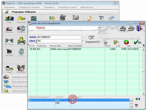 Stocks & Lots: Réceptionner (ancien module) Optimizze - ERP - V12