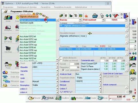 Documents: Encoder par fiche signalétique de l'article (module avancé) Optimizze - ERP - V12