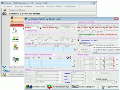 Famille: Modifier des articles par famille Optimizze - ERP - V12