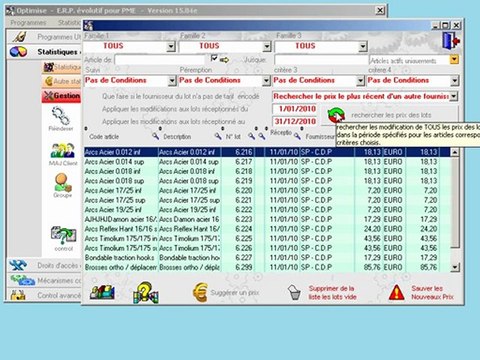 Prix par lot: Modifier Optimizze - ERP - V12