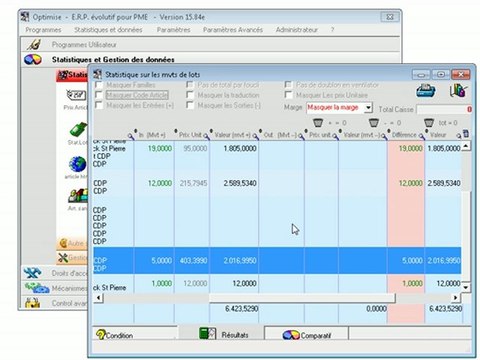 Statistiques sur les lots: Présentation Optimizze - ERP - V12