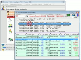 Contrôle: Suivi des transferts de documents Optimizze - ERP - V12