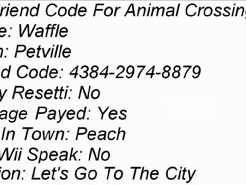 Animal Crossing Let's Go To The City Friend Code