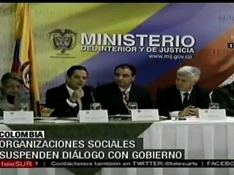 Organizaciones colombianas suspenden diálogo con gobierno