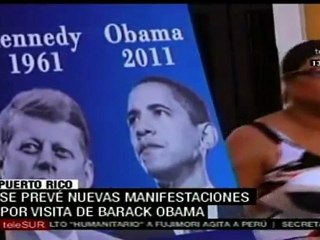 En Puerto Rico, sindicalistas reciben con protestas a Obama