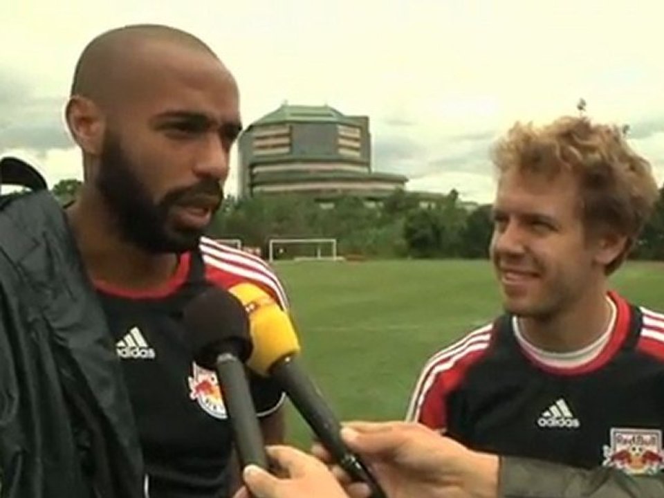 Sebastian Vettel trains with the New York Red Bulls