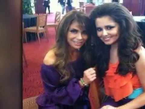 Paula Abdul Receives Flower Bouquet from Cheryl Cole
